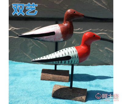 双艺创意磨削木雕长嘴鸟 地中海风情的纯手工彩绘艺术品